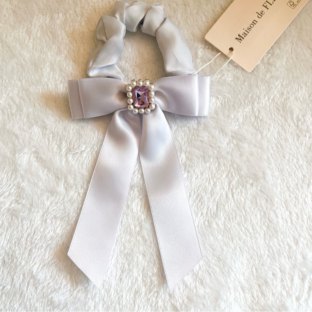 New Lolita Maison de Fleur satin ribbon shinny Bijou hair scrunchies - lavender
